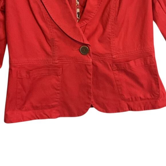 CAbi Red Fitted Cropped Jacket Blazer Women's Cotton Stretch Size 4 Career - Picture 7 of 13